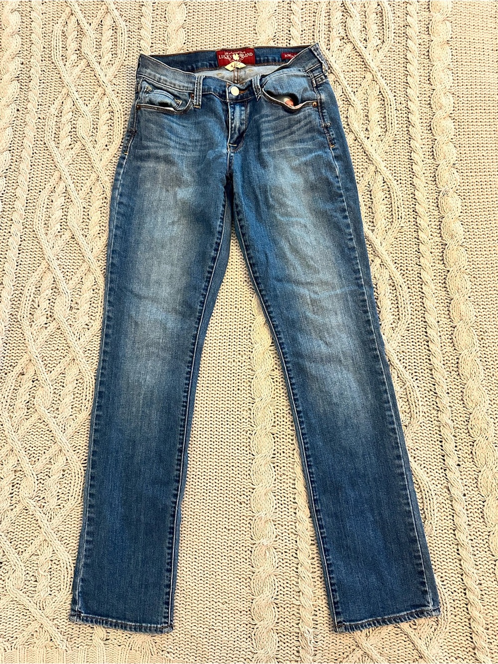 Lucky Brand Sofia Straight Jeans Size 4/27 R Curvy Mid-Rise Blue Denim